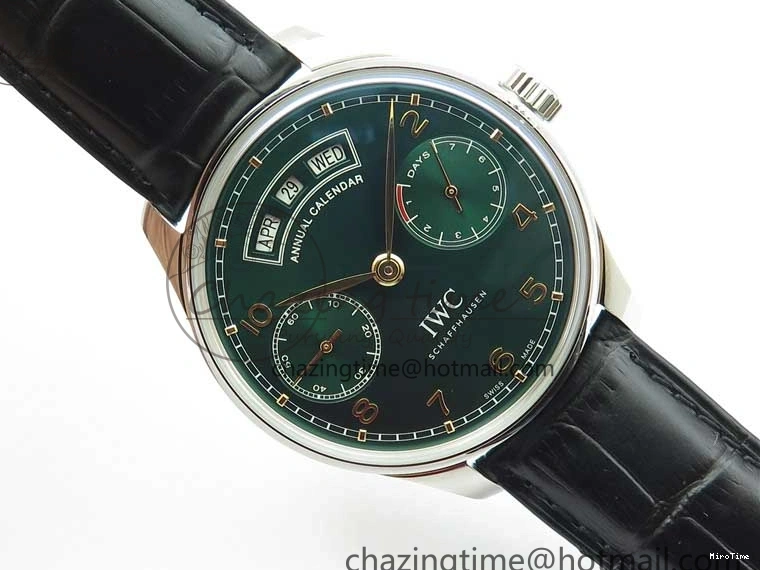 MIROTIME 1230 Portuguese Real PR Real Annual Calendar IW503510 ZF 1:1 Best Edition Green Dial on Black Leather Strap A QuickDry 7097